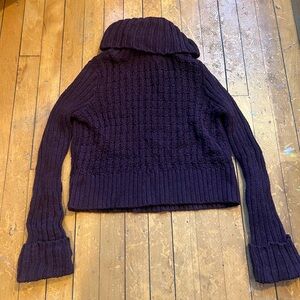 Purple Cropped Turtleneck Sweater